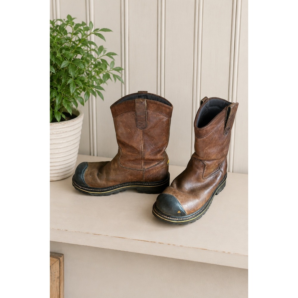 Keen Utility Oakland Wellington Work Boots Brown Leather‎ Safety Toe Sz 8 Ranch